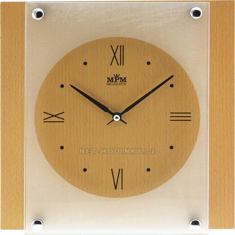 MPM Quality Pěkné dřevěné nástěnné hodiny E07.2706.53, E07.2706.54 z kvalitních materiálů E07.2706.53