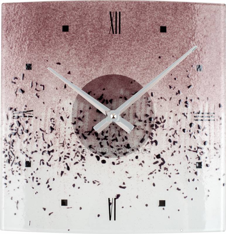 Nástěnné hodiny skleněné 1179.8 fialová čtvercové