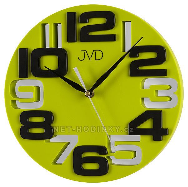 Nástěnné hodiny plastové JVD H107.3 zelená, H107.5 růžová - černá H 107.3.3 zelená