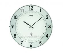 Skleněné nástěnné hodiny na zeď, hodiny vyrobené v Německu - 5948 stříbrná AMS