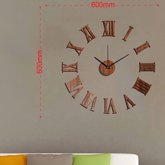 Nový originální design nástěnných nalepovacích hodin. Pěnová čísla v barvě tmavého dřeva E01.3777 Nalepovací hodiny E01.3777