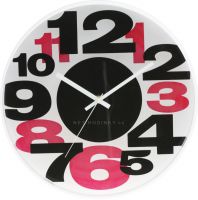 Nástěnné hodiny na stěnu s plynulým chodem, nástěnné hodiny na zeď, moderní hodiny - E01.3233.9020 - černá/červená