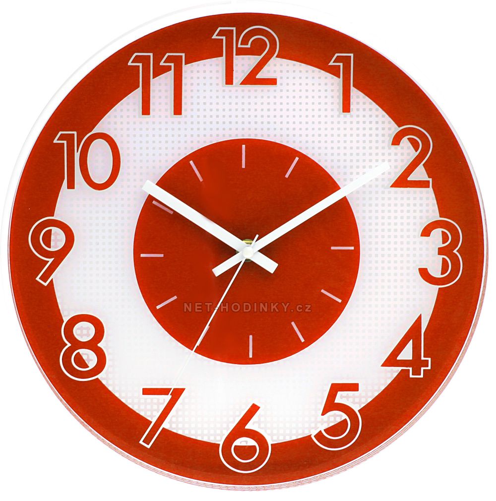 Nástěnné hodiny na stěnu s tichým chodem, nástěnné hodiny na zeď, moderní hodiny - 	E01.3234.60 - oranžová