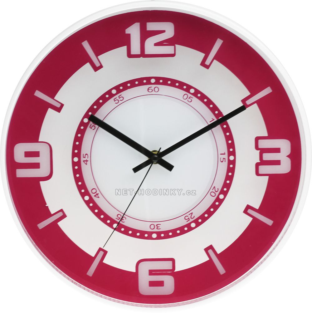 Nástěnné hodiny na stěnu s tichým chodem, nástěnné hodiny na zeď, moderní hodiny - E01.3220.23 - růžová