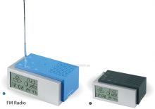 Praktický rádiobudík s digitálním displejem zobrazující vlhkoměr, barometr, teploměr C02.2591