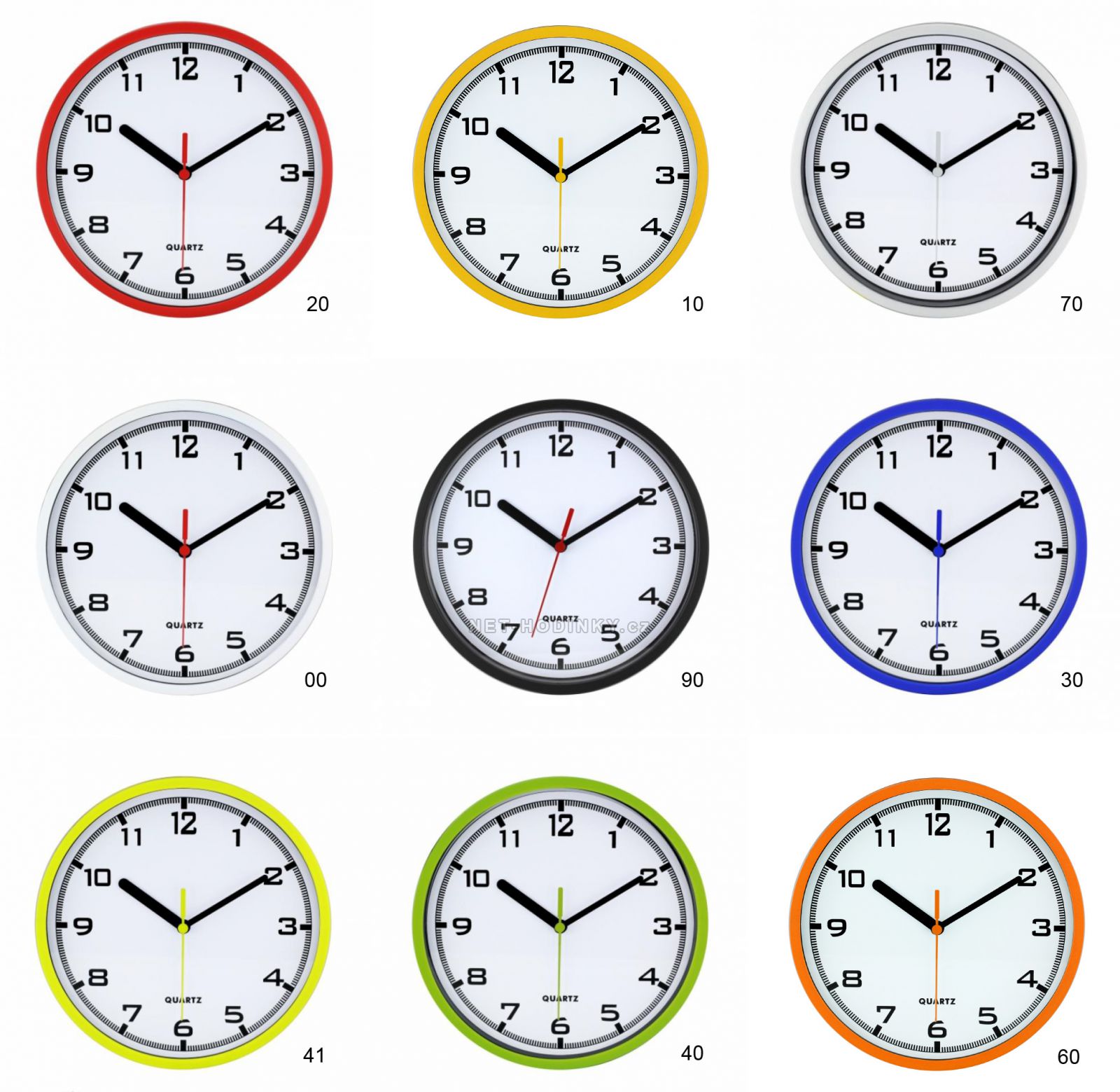 Designové hodiny kulaté zelená červená modrá bílá černá oranžová