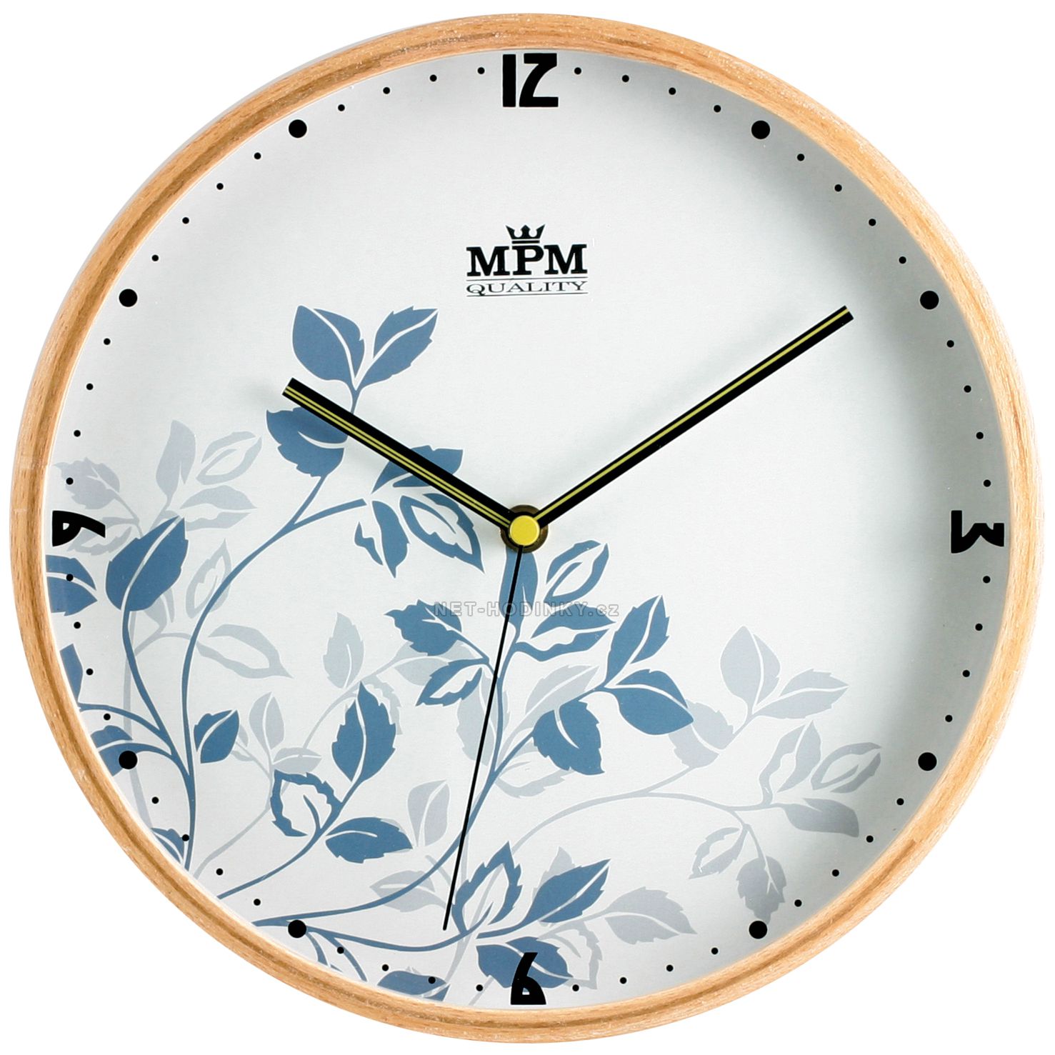 Decentní dřevěné hodiny s jemným květinovým vzorem E01.2532