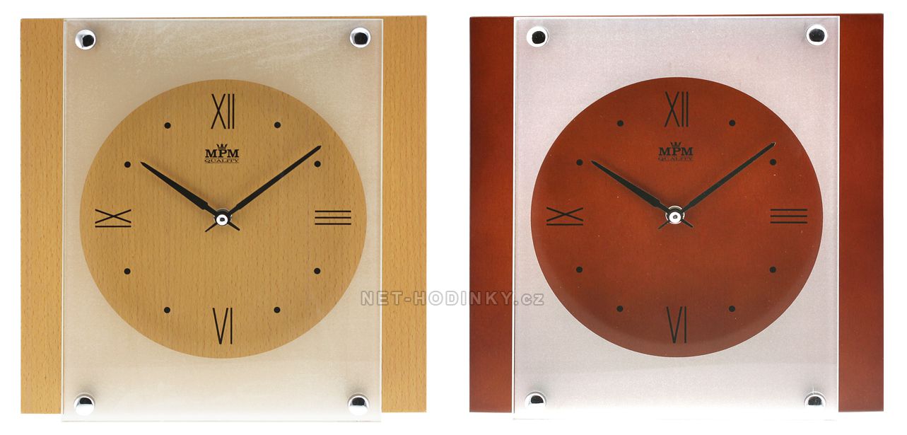 Dřevěné nástěnné hodiny se skleněným ciferníkem E07.2706