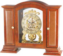 Luxusní dřevěné stolní hodiny s pozlaceným a bohatě zdobeným ciferníkem I05.1214