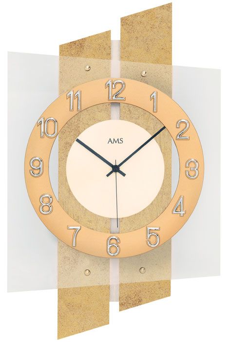 moderní nástěnné hodiny rádiem řízené ams 5533 mosaz