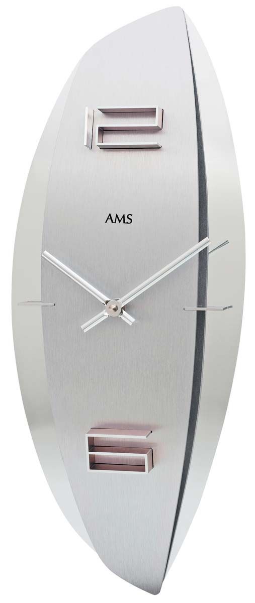 nástěnné hodiny ovál stříbrná ams 9602