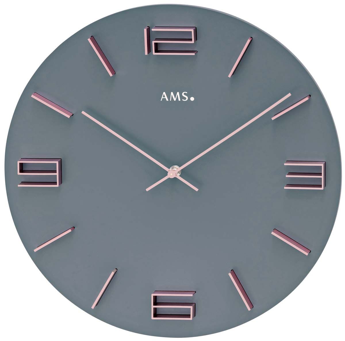designové hodiny kulaté ams 9590 šedá 