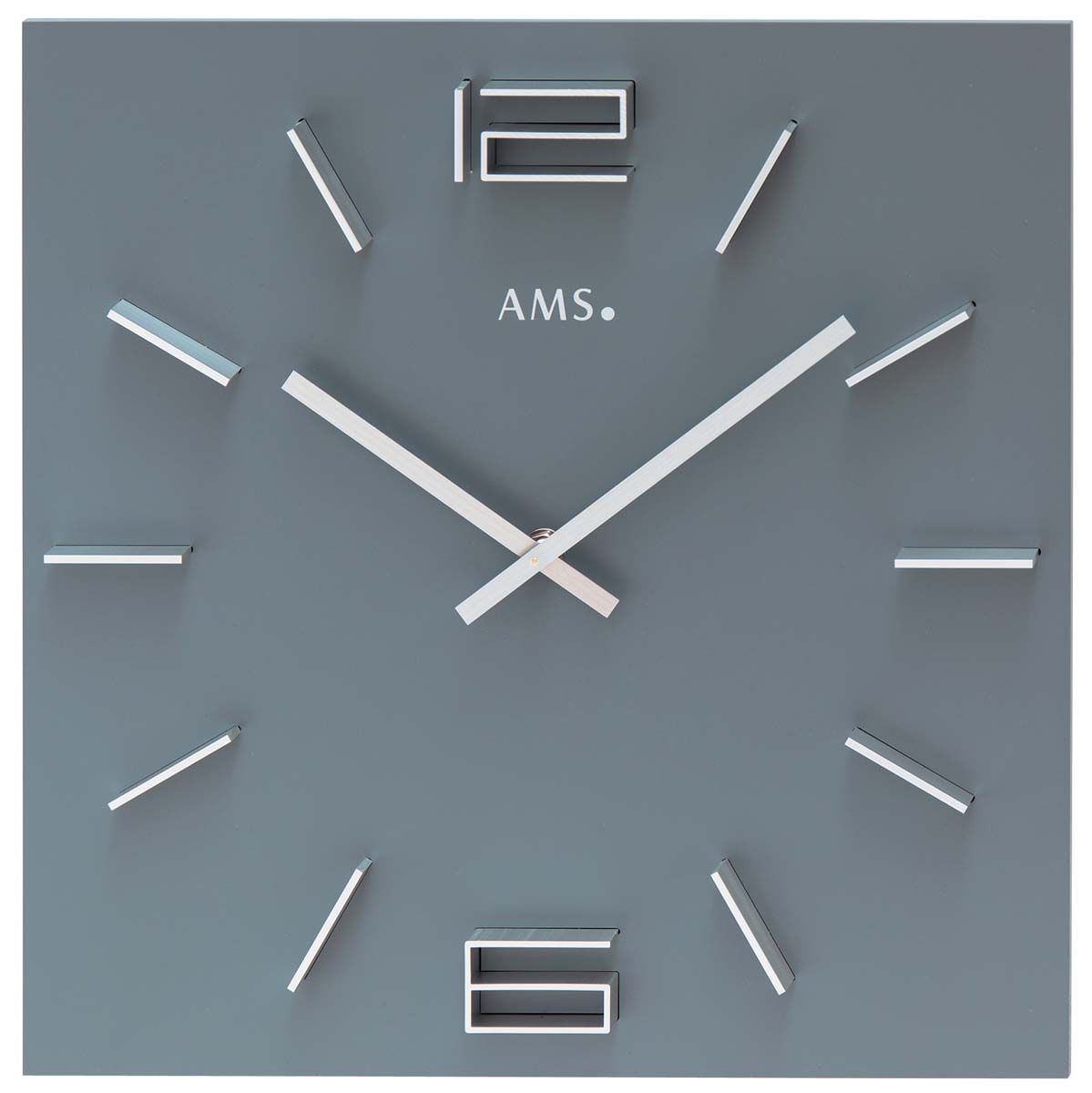 Designové nástěnné hodiny hranaté ams 9594 šedá