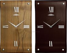 Nástěnné dřevěné hodiny PRIM se skleněným ciferníkem v elegantním stylu E07P.3058