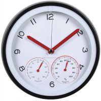 Moderní nástěnné hodiny s ukazatelem teploty a stupně vlhkosti E01.3084