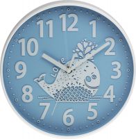 Decentní nástěnné hodiny pro děti s velrybou v zelené i modré barvě E01.3229 - E01.3229