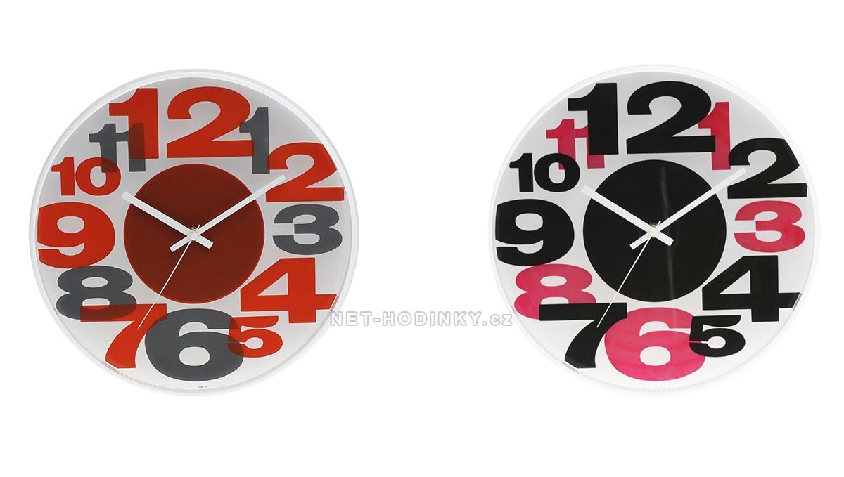 Plastové nástěnné hodiny s čitelnými barevnými číslicemi E01.3233 E01.3233
