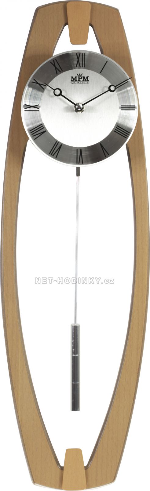 Designové dřevěné hodiny s kyvadlem a prvky minerálního skla E05.3188 - E05.3188