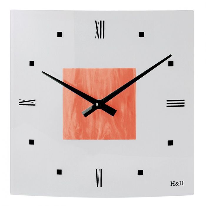 H&H Nástěnné hodiny skleněné čtverec oranžová IHNED H&H 1020 oranžová SKLADEM IHNED