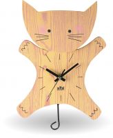 Roztomilé dřevěné nástěnné hodiny pro děti ve tvaru kočičky E01.2520