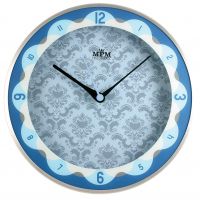 Stříbrno-modré kovové hodiny se vzorovaným ciferníkem E01.2525 - E01.2525