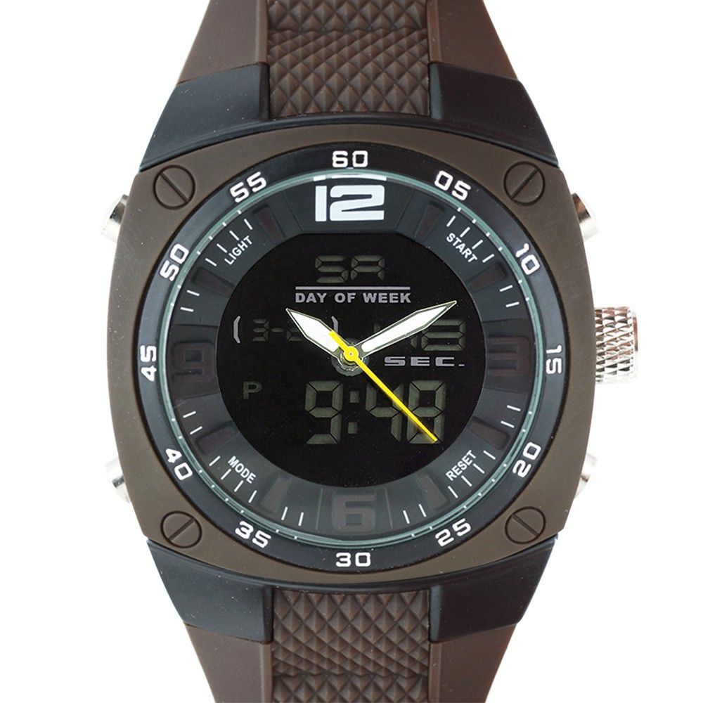 Mohutné sportovní hodinky na silikonovém řemínku s kombinovaným číselníkem W01M.10610 W01M.10610.A