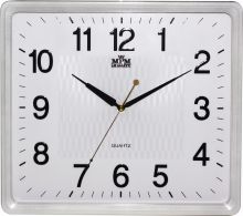 Nástěnné hodiny hranatého tvaru s jemným zdobením uprostřed ciferníku E01.2929