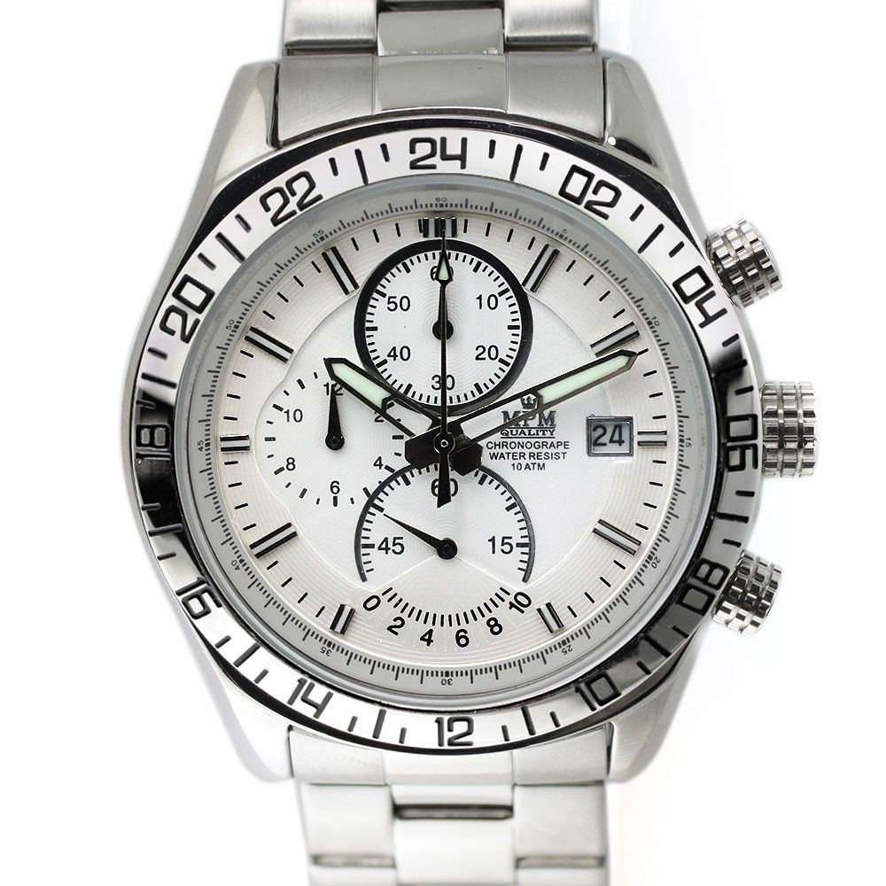 Pánské hodinky s chronografem, datem a bílým ciferníkem W01M.10425 W01M.10425.A
