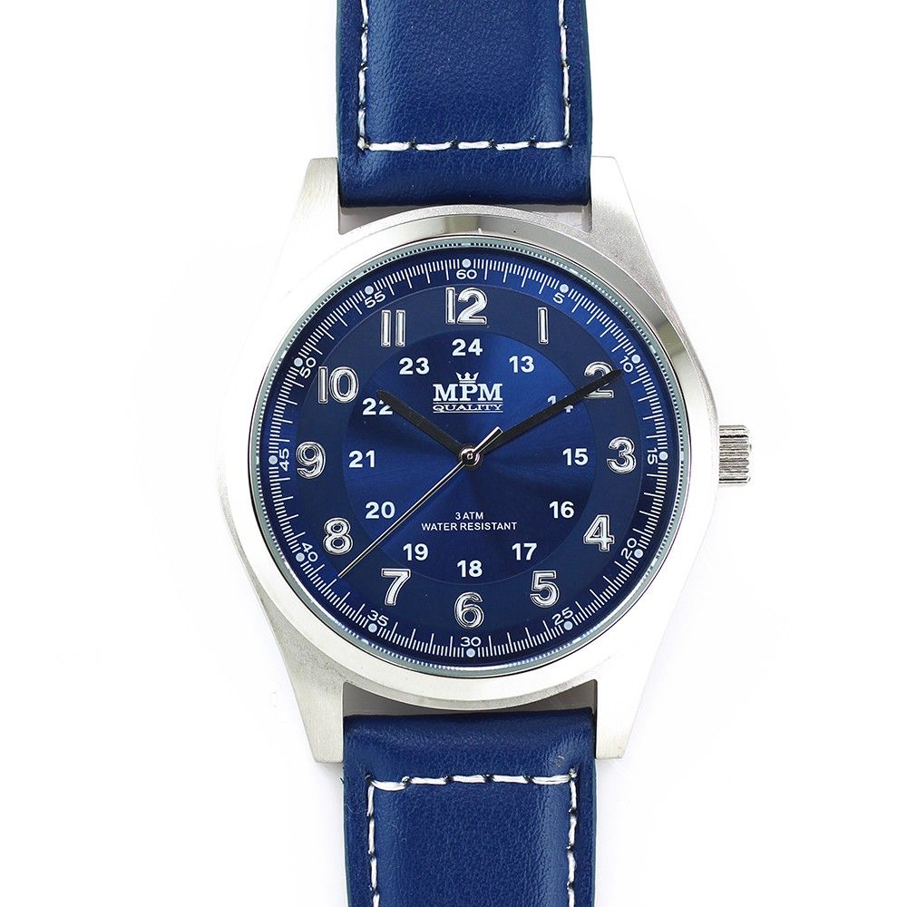 Pánské hodinky s ocelovým pouzdrem a koženým řemínkem W01M.10013 W01M.10013.A