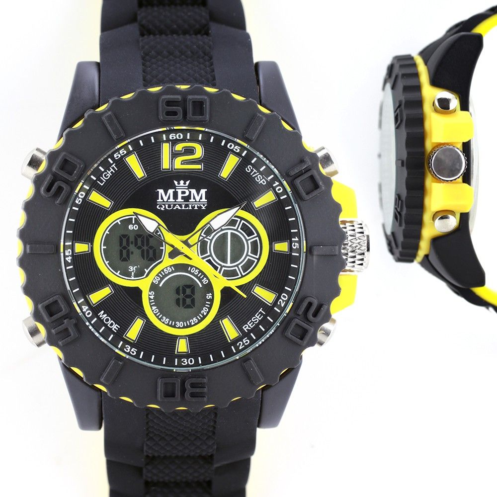 Pánské hodinky sportovního vzhledu s bílým pouzdrem a dvoubarevným silikonovým řemínkem W01M.10607 W01M.10607.A