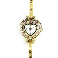 Dámské hodinky ve tvaru srdce po obvodu zdobené zirkony w02m.10643 - W02M.10643.F