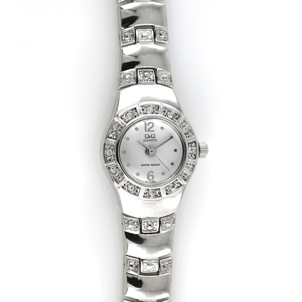 Dámské quartz hodinky s černým číselníkem, zdobené broušenými kamínky W02O.10702 bílá skladem