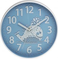 Decentní nástěnné hodiny pro děti s velrybou v zelené i modré barvě E01.3229