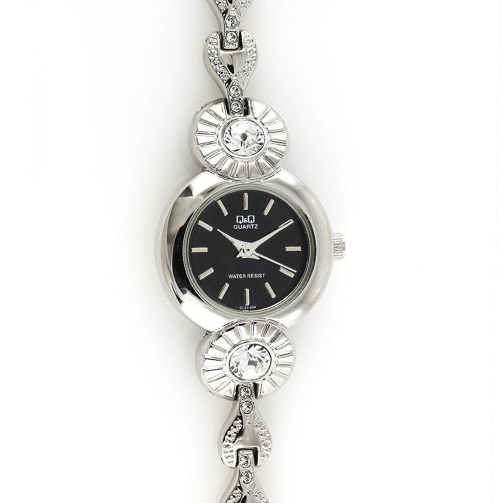 Elegantní dámské hodinky s bílým číselníkem, zdobené broušenými kamínky W02Q.10719 W02Q.10719.B