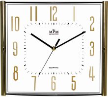 Elegantní plastové nástěnné hodiny ve zlatém/stříbrném decentním rámečku E01.3175
