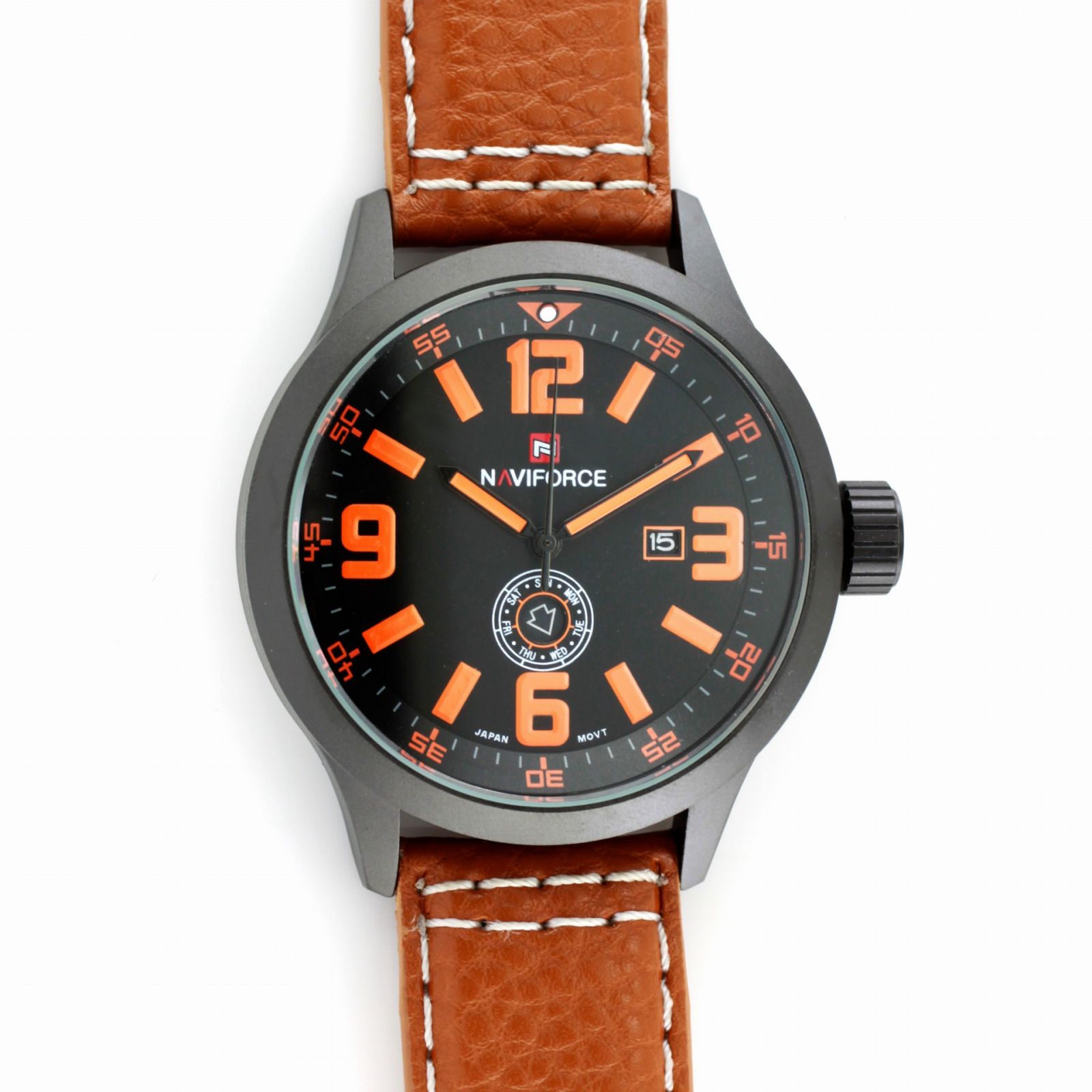Pánské hodinky s koženým páskem s barevným prošíváním v barvě číselníku W01X.10859 W01X.10859.A