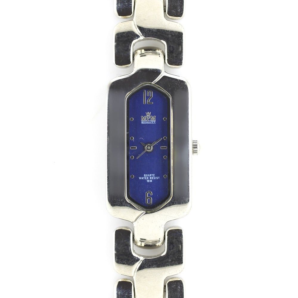 Stříbrné dámské hodinky s modrým číselníkem W02M.10644