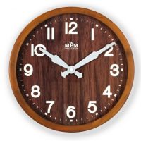 Dřevěné nástěnné hodiny s dřevěným motivem ciferníku E07.3661