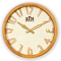 Dřevěné nástěnné hodiny s textilním ciferníkem E07.3660