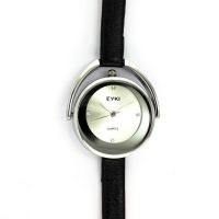 Elegantní dámské hodinky s úzkým lesklým koženým řemínkem a hnědým číselníkem se zirkony místo indexů W02E.10910 - W02E.10910.C