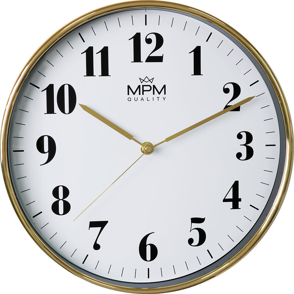Nástěnné hodiny MPM. Lesklá úprava povrchu rámu hodin působí velmi elegantně. Baterie 1x AA není součástí balení E01.3853 E01.3853 - Gloss II