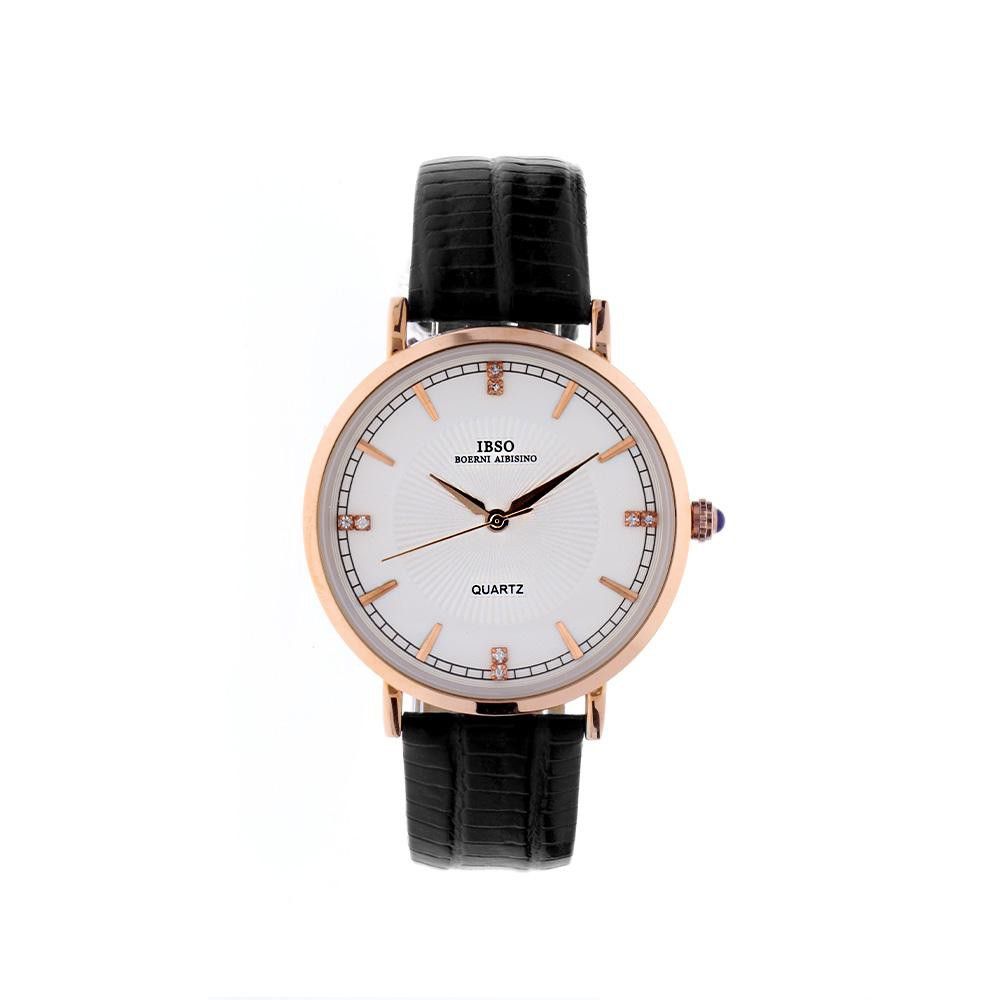 Elegantní hodinky s koženým řemínkem a zirkony zdobeným ciferníkem W03X.11084