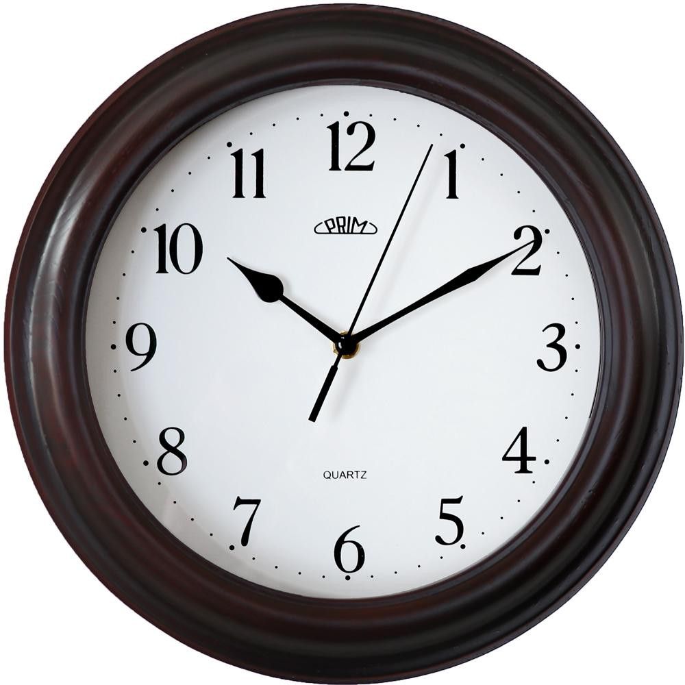Klasické dřevěné hodiny PRIM v čistém designu s arabskými číslicemi E07P.3973 E07P.3973.50