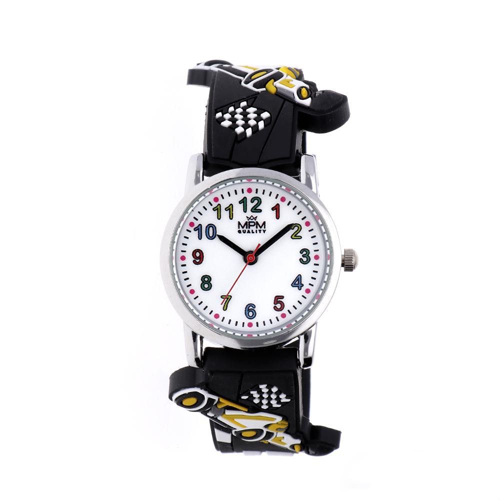 Populární dětské hodinky s čitelnými číslicemi a barveným gumovým řemínkem s různými obrázky. W05M.11233 MPM Kids Butterfly 11233.D