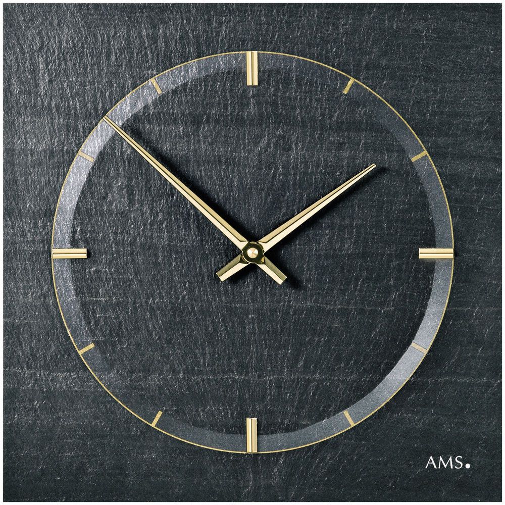 Nástěnné hodiny AMS 9516 designové čtvercové z přírodní břidlice