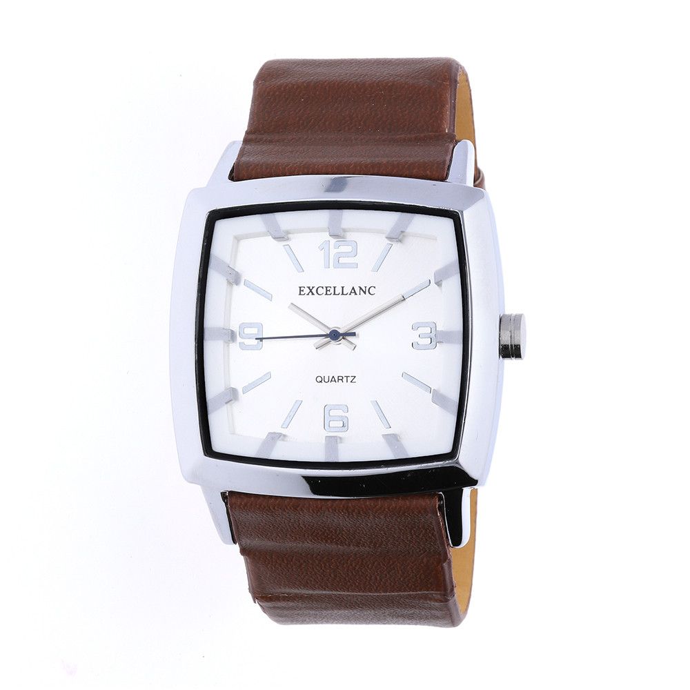 Elegantní čtvercové hodinky s koženým řemínkem W03D.11134