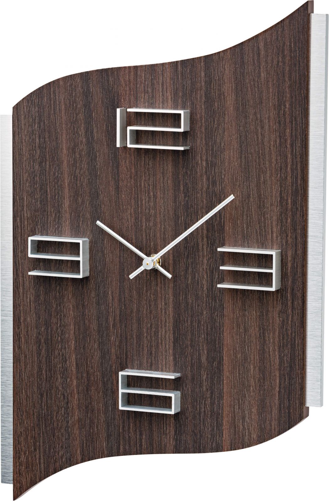 Designové nástěnné hodiny hranaté ams 9612 tmavé dřevo