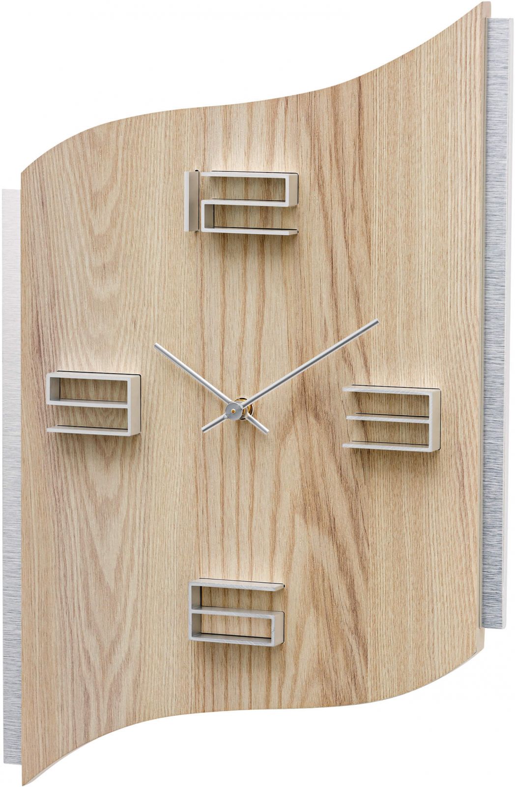 Designové nástěnné hodiny hranaté ams 9613 světlé dřevo