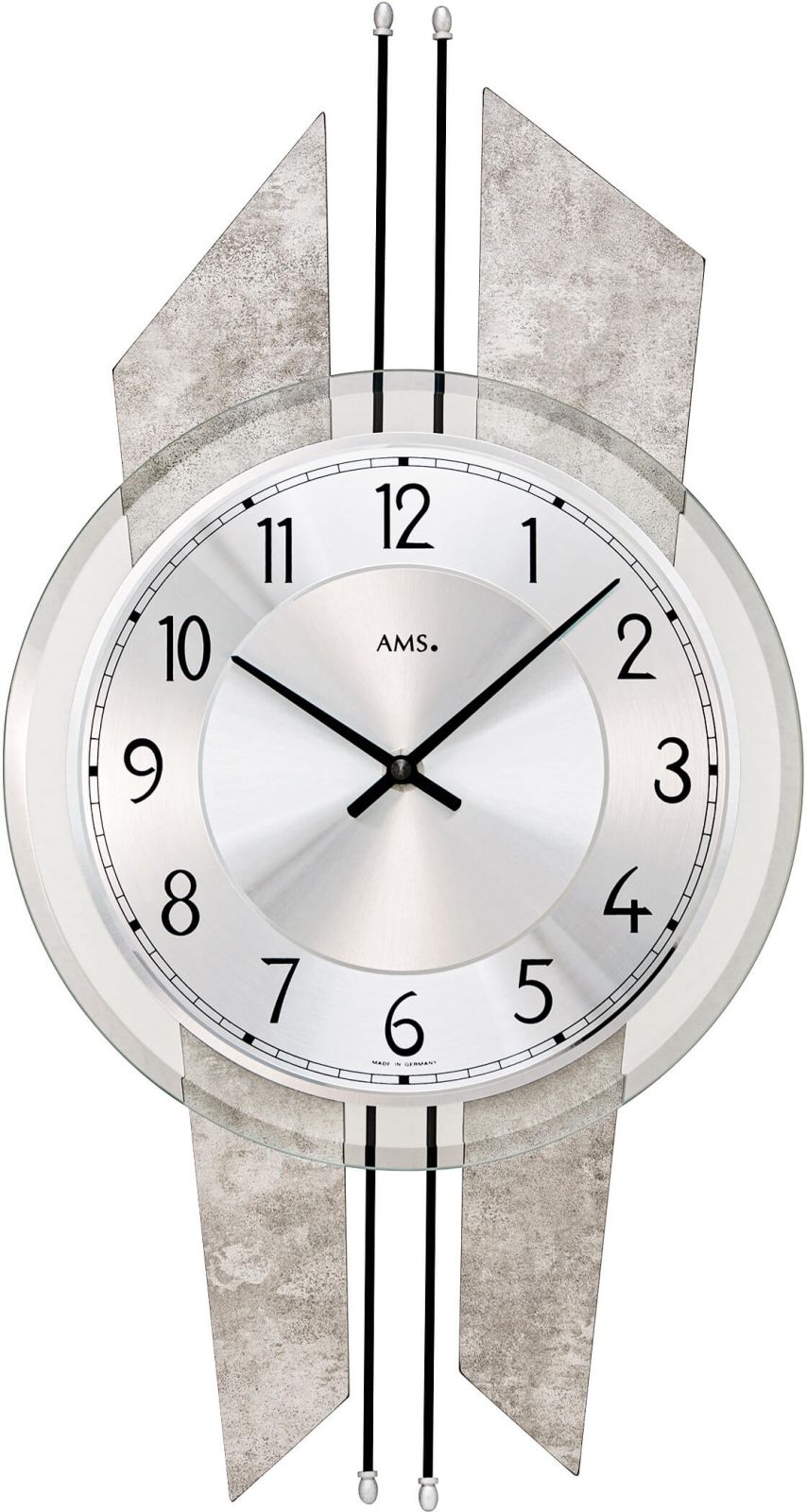 Nástěnné hodiny quartzové ams 9626 antik stříbrná