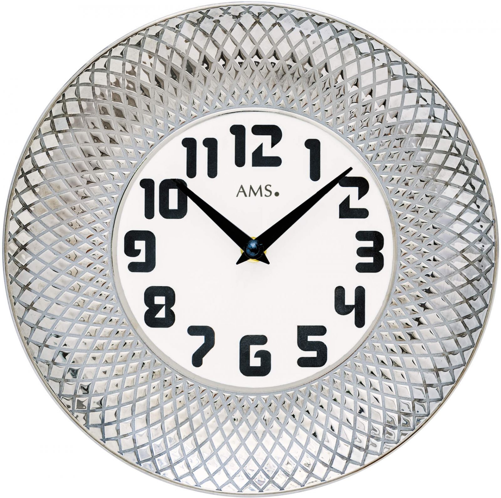 Nástěnné hodiny keramické ams 9614 stříbrná